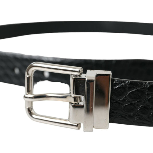 Dolce & GabbanaElegant Alligator Leather Belt in BlackMcRichard Designer Brands£409.00