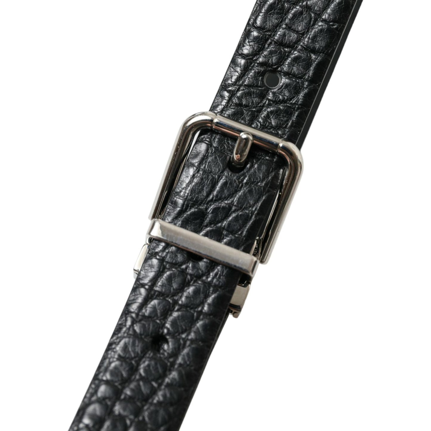 Dolce & Gabbana | Elegant Alligator Leather Belt in Black| McRichard Designer Brands   