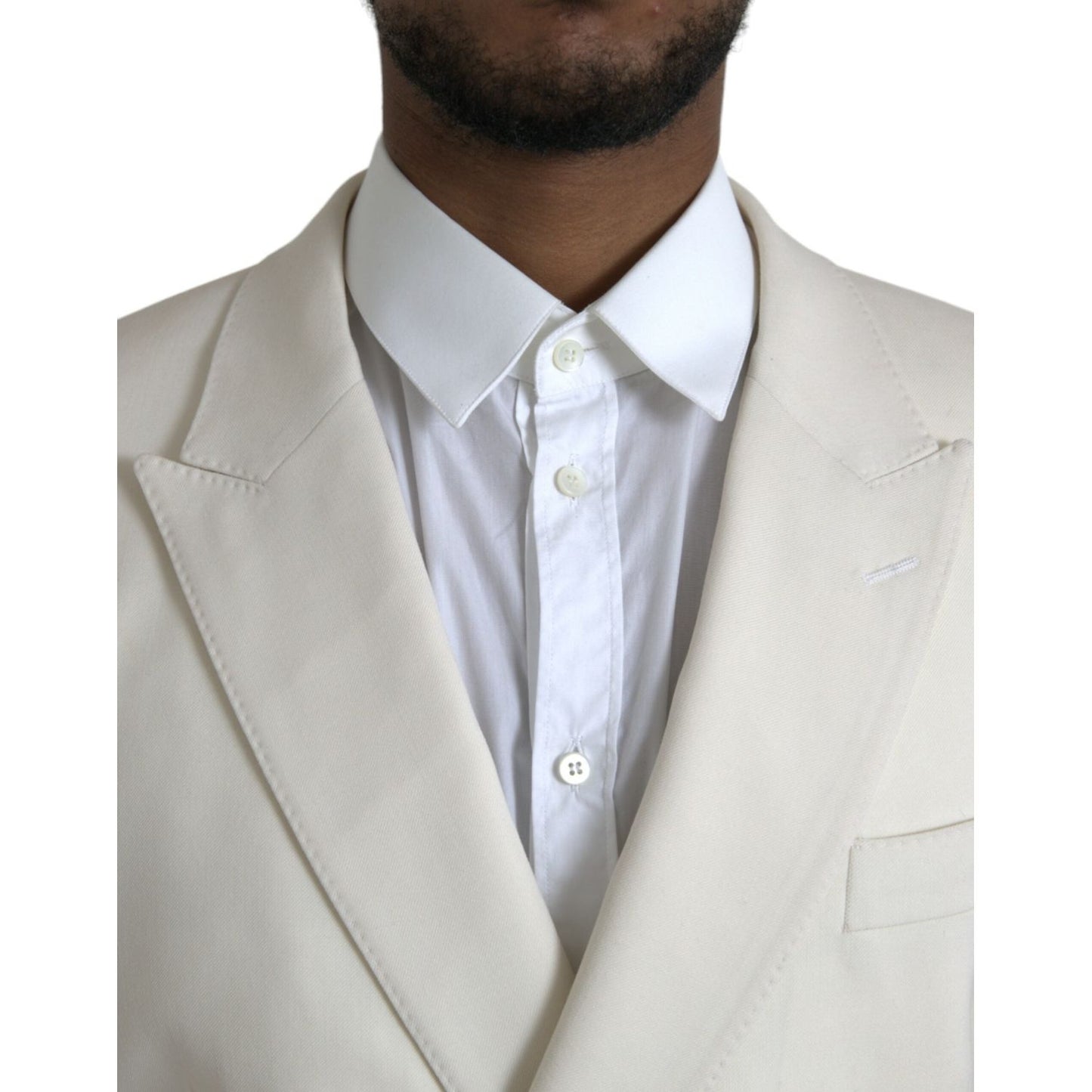 Dolce & Gabbana White Wool MARTINI Double Breasted Blazer white-wool-martini-double-breasted-blazer
