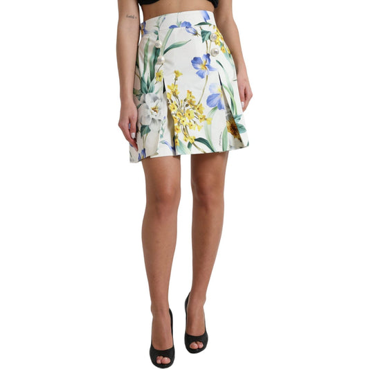 Elegant High Waist Floral Mini Skirt