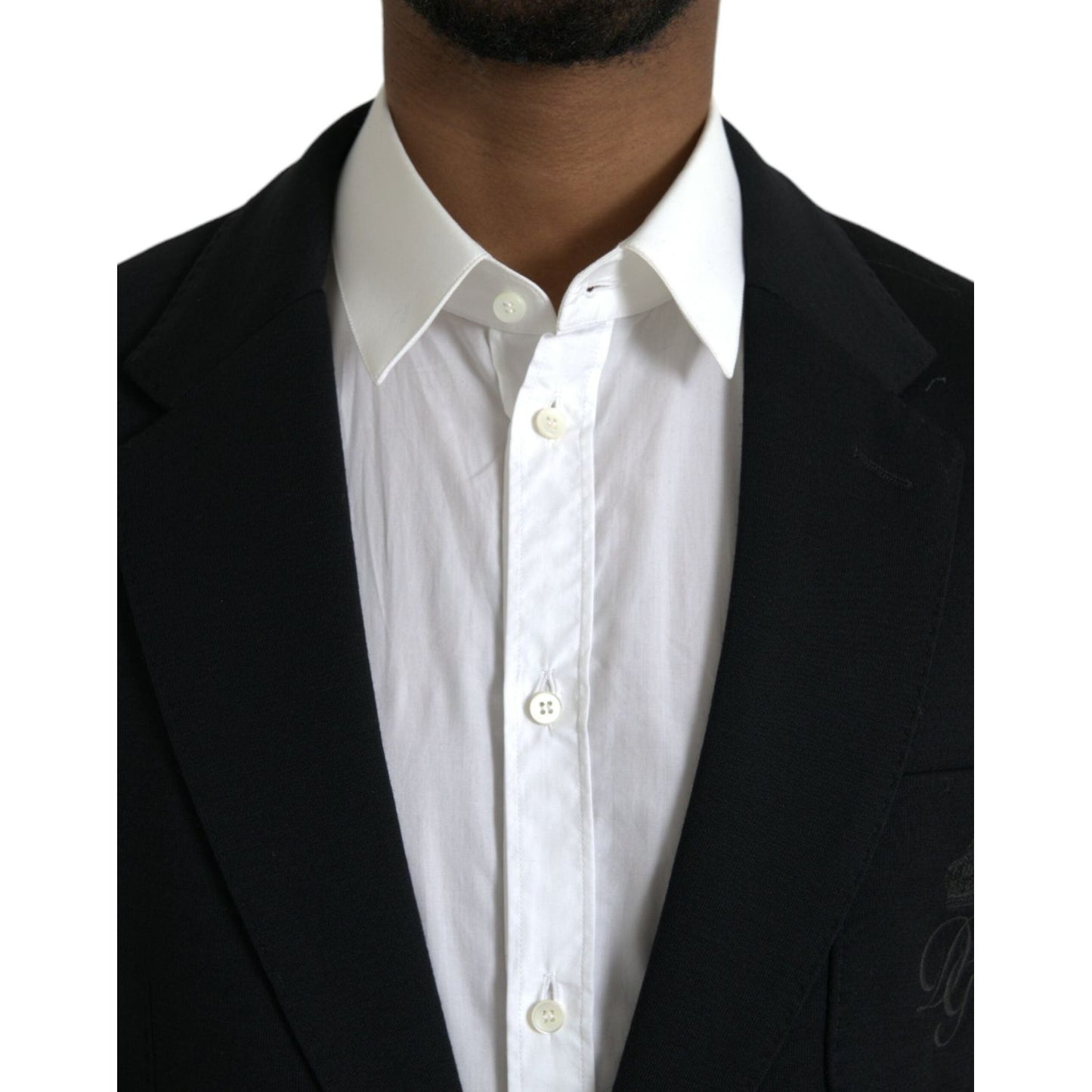 Dolce & Gabbana Black Wool Notch Single Breasted Coat Blazer black-wool-notch-single-breasted-coat-blazer-1