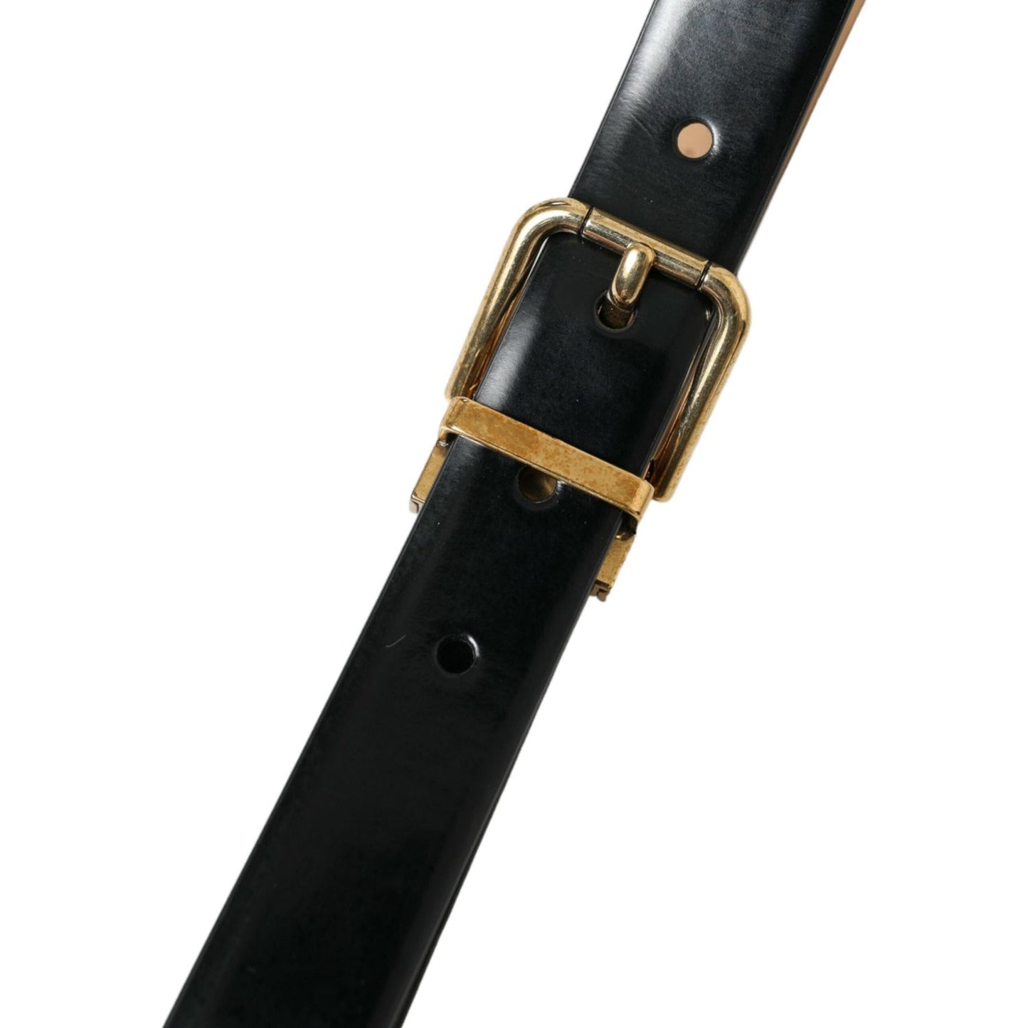 Dolce & Gabbana | Elegant Black Leather Waist Belt with Logo Buckle| McRichard Designer Brands   