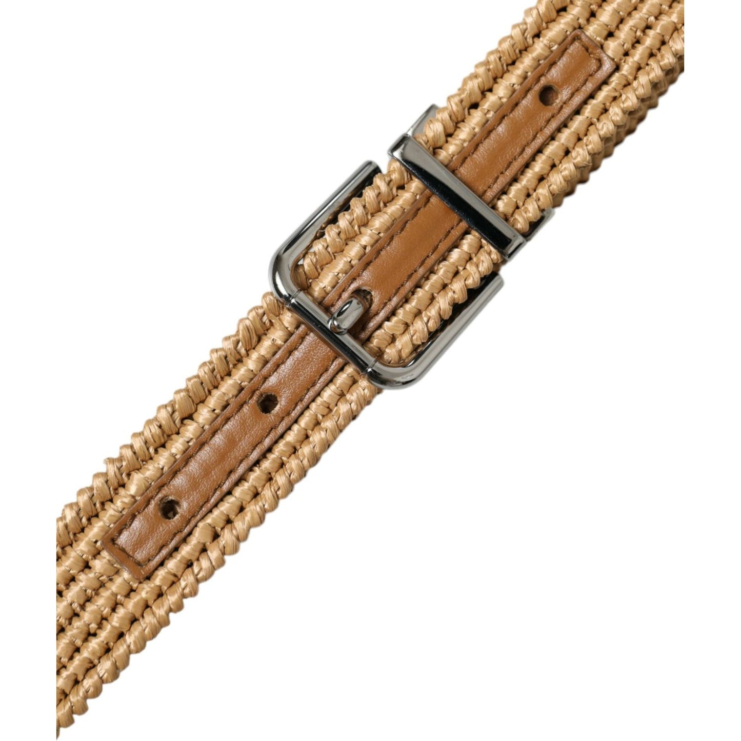 Dolce & Gabbana | Elegant Beige Woven Leather Belt| McRichard Designer Brands   