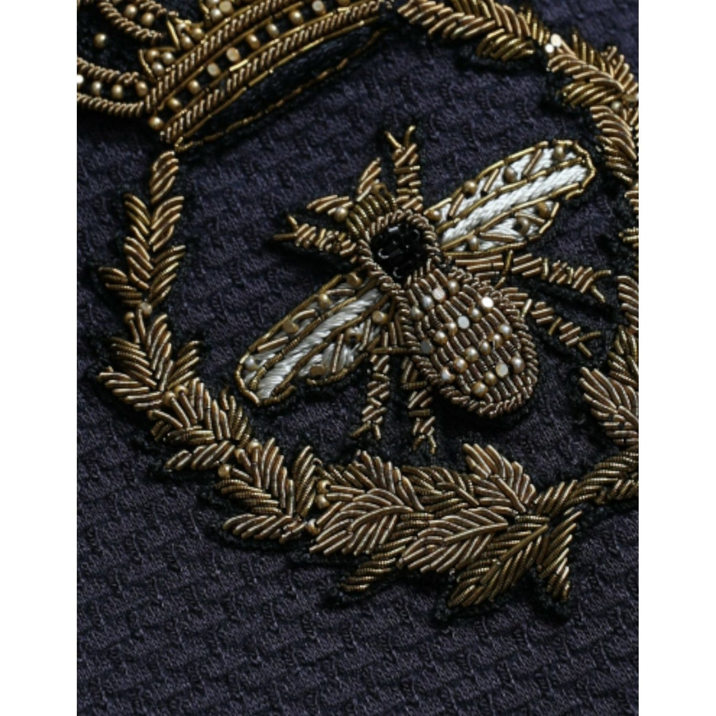 Dolce & Gabbana Dark Blue Crown Bee Double Breasted Blazer dark-blue-crown-bee-double-breasted-blazer