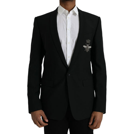 Dolce & GabbanaBlack Crown Bee MARTINI Single Breasted Coat BlazerMcRichard Designer Brands£1239.00