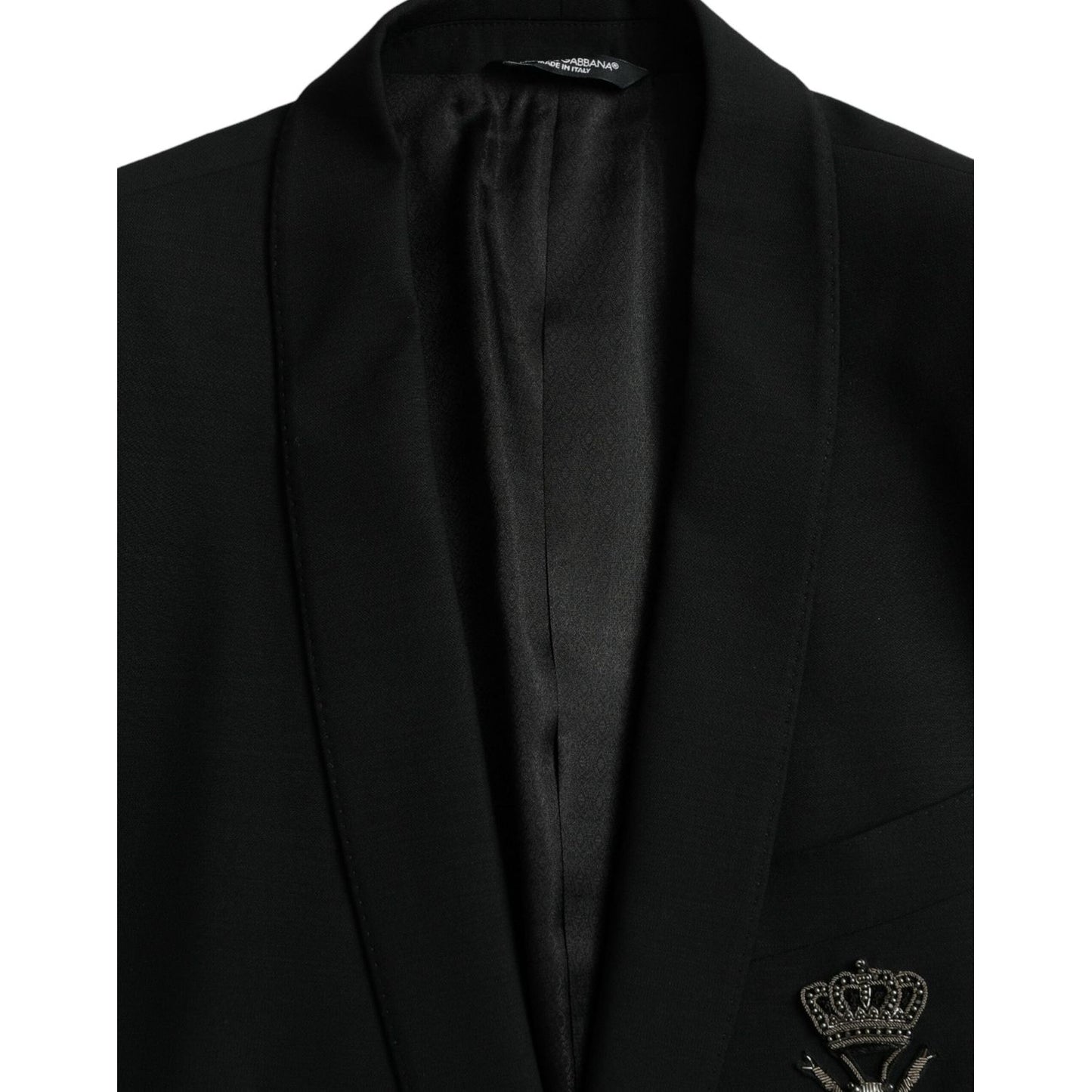 Dolce & Gabbana Black Crown Bee MARTINI Single Breasted Coat Blazer black-crown-bee-martini-single-breasted-coat-blazer