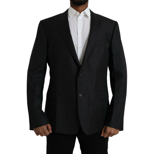 Dolce & Gabbana Black Wool MARTINI Single Breasted Coat Blazer black-wool-martini-single-breasted-coat-blazer