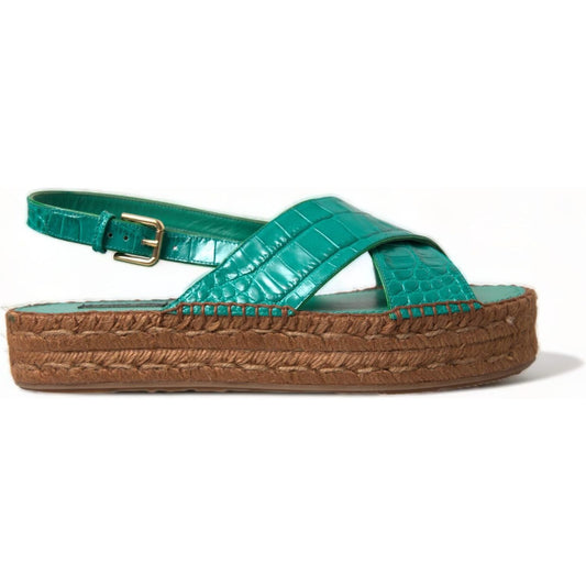 Dolce & Gabbana | Elegant Green Espadrille Platform Sandals| McRichard Designer Brands   