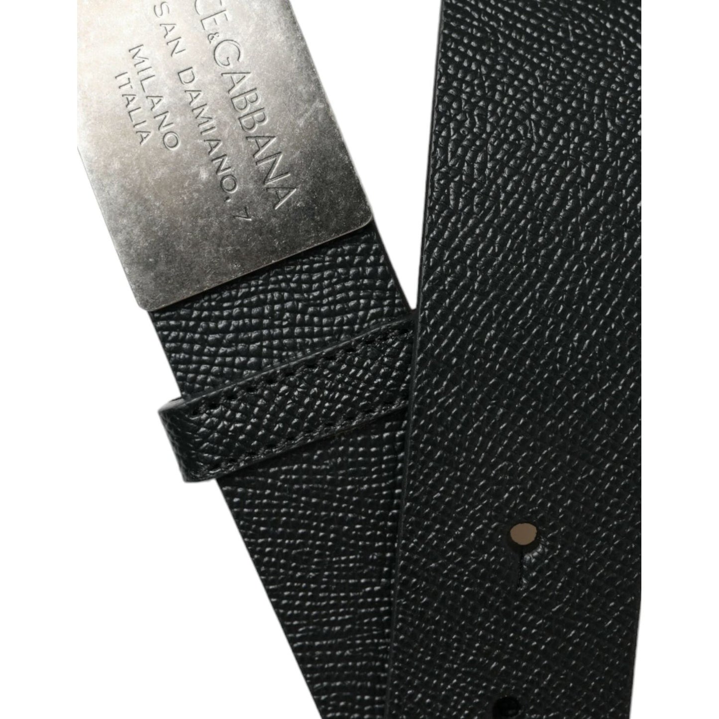 Dolce & Gabbana | Elegant Black Calfskin Leather Belt| McRichard Designer Brands   