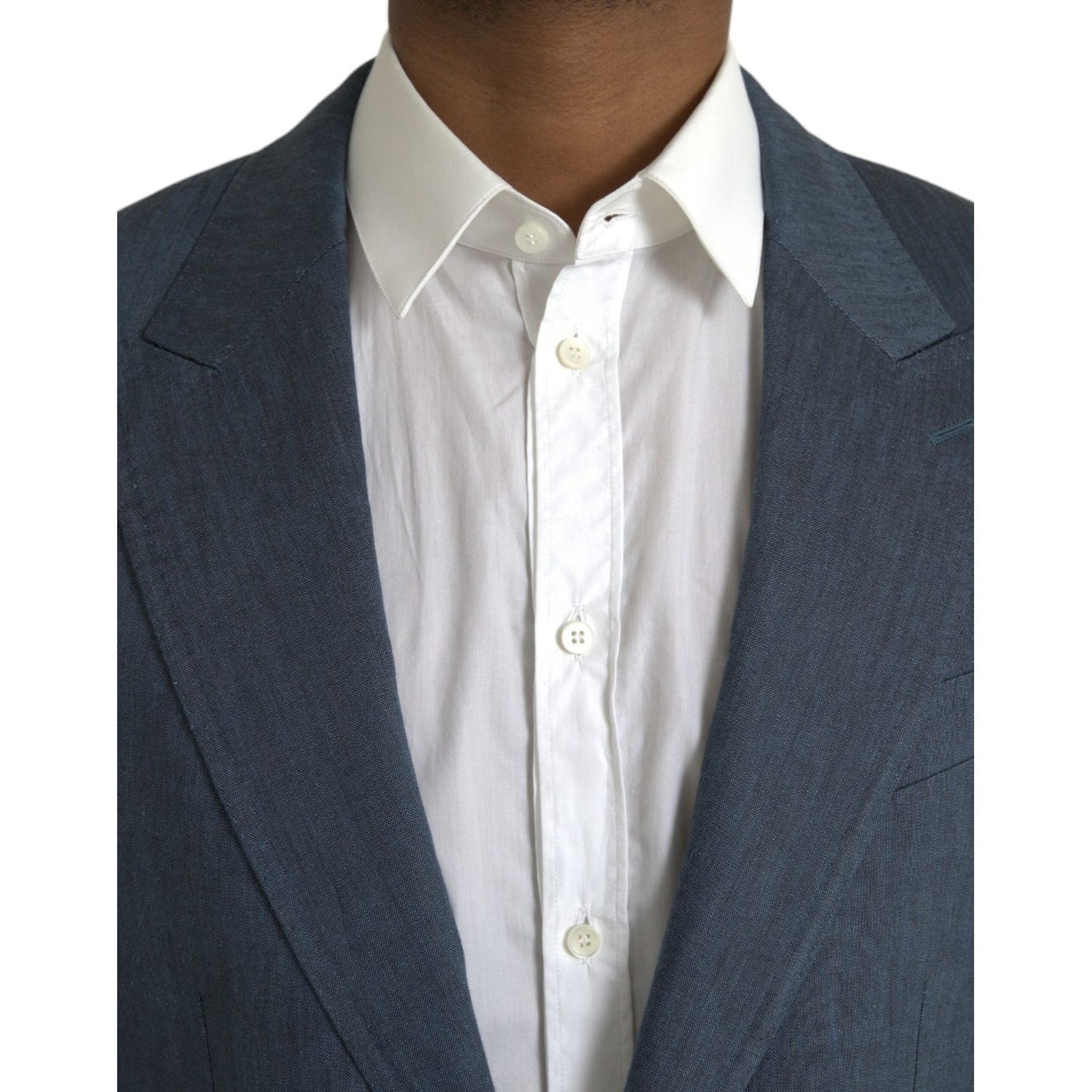 Dolce & Gabbana Blue Linen NAPOLI Single Breasted Coat Blazer blue-linen-napoli-single-breasted-coat-blazer