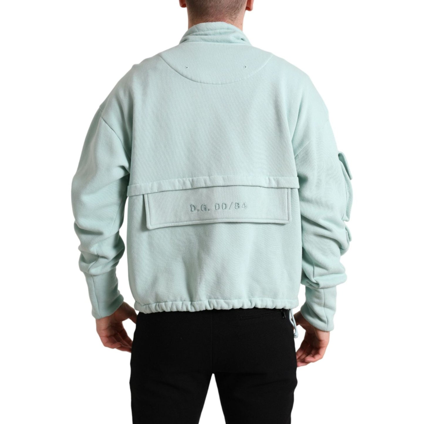 Dolce & Gabbana Chic Mint Green Pullover Sweater mint-green-cotton-pockets-pullover-sweater