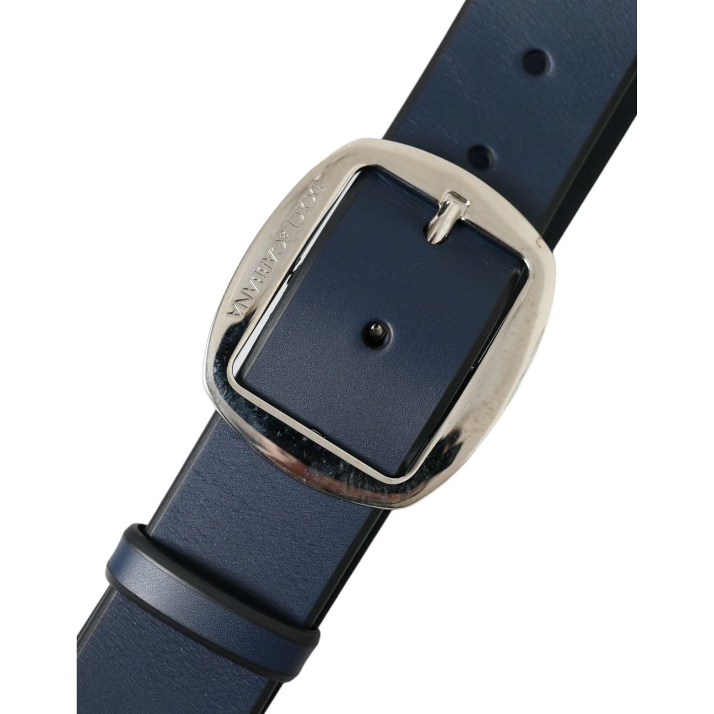 Dolce & Gabbana Elegant Blue Calf Leather Belt with Metal Buckle elegant-blue-calf-leather-belt-with-metal-buckle