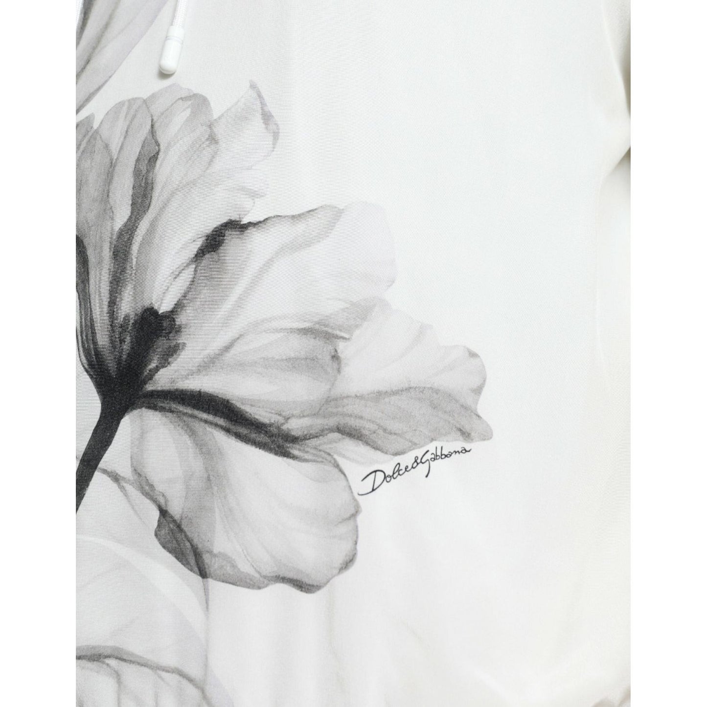 Dolce & Gabbana Elegant Floral Silk Hooded Pullover white-floral-print-hooded-pullover-sweater