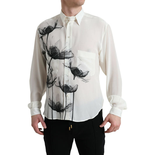 Dolce & Gabbana | Elegant Floral Silk Dress Shirt| McRichard Designer Brands   