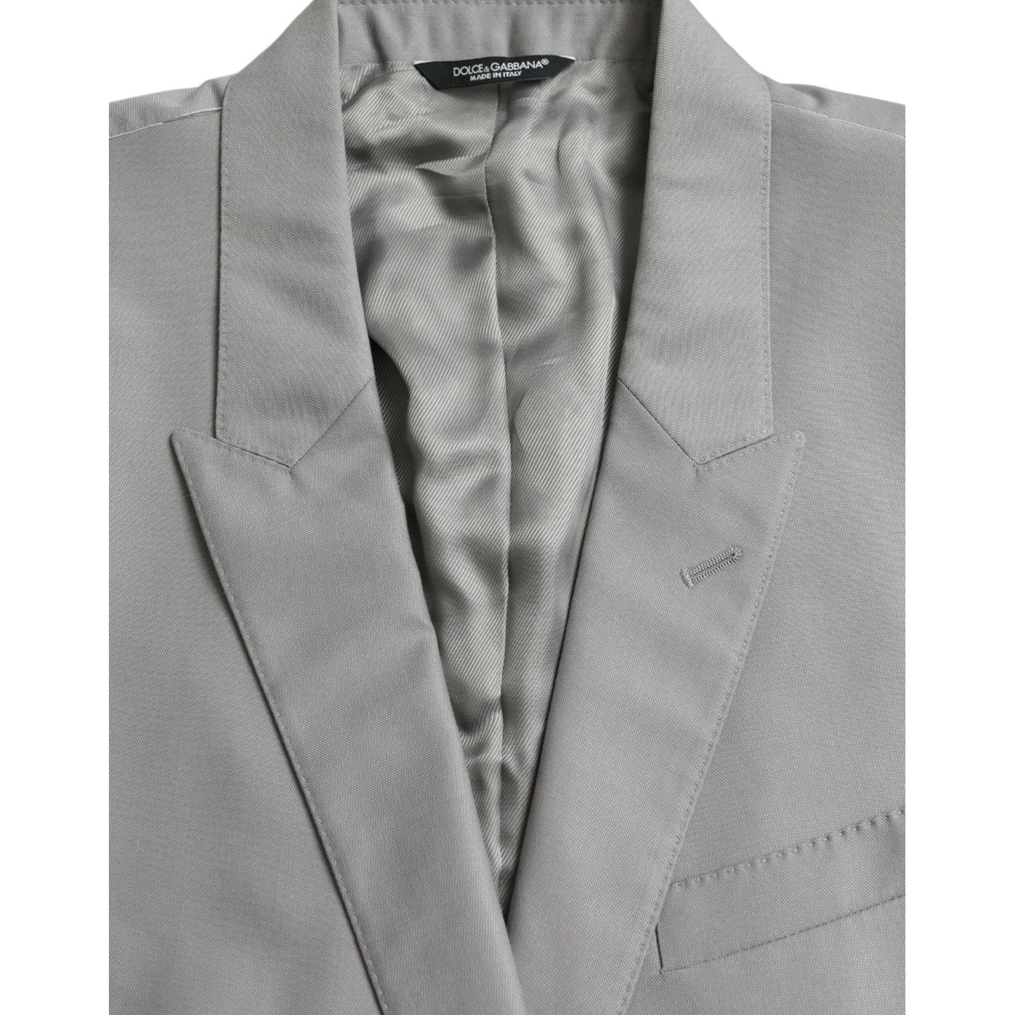 Dolce & Gabbana Gray Wool Peak Single Breasted Coat Blazer gray-wool-peak-single-breasted-coat-blazer-1