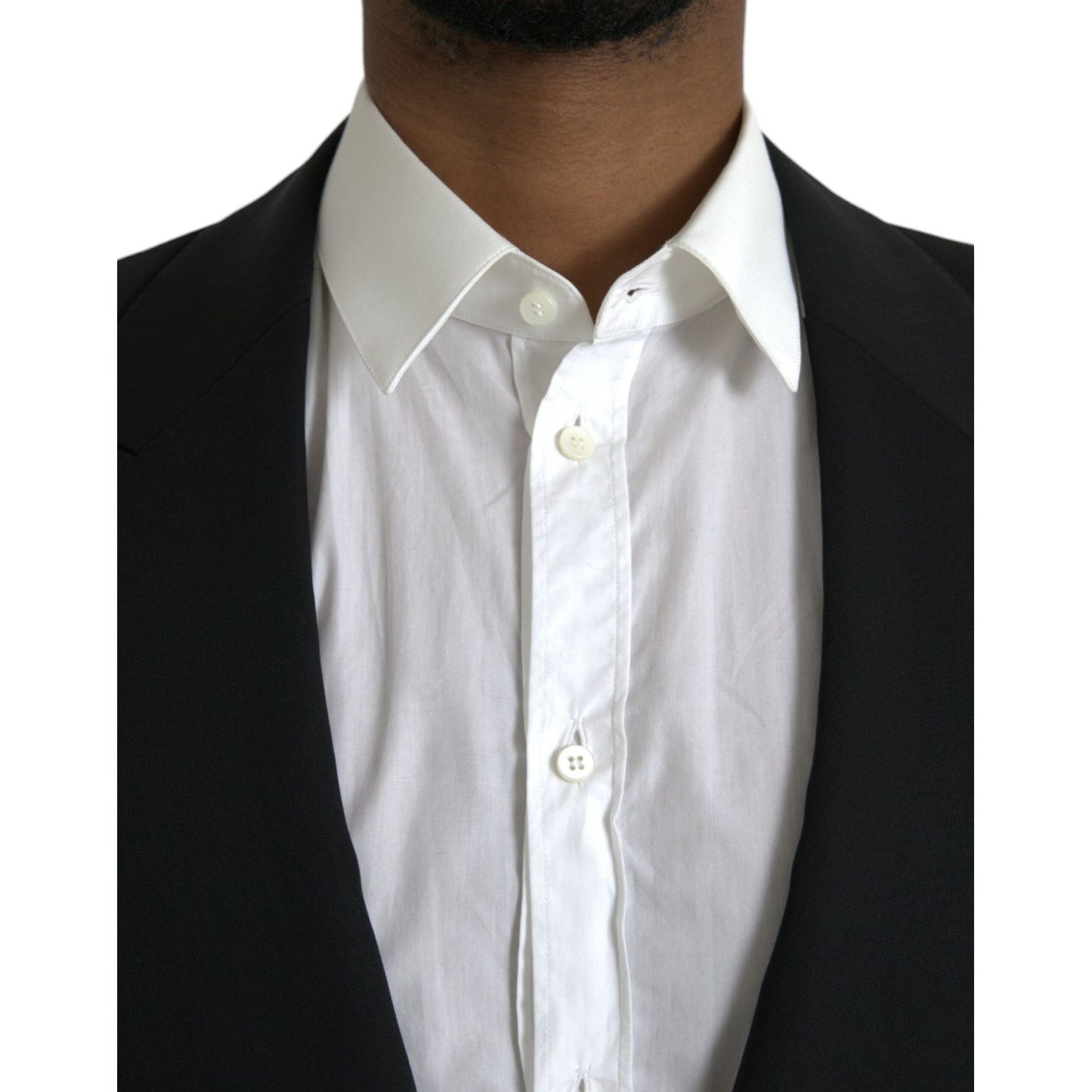 Dolce & Gabbana Black Wool Peak Single Breasted Coat Blazer black-wool-peak-single-breasted-coat-blazer
