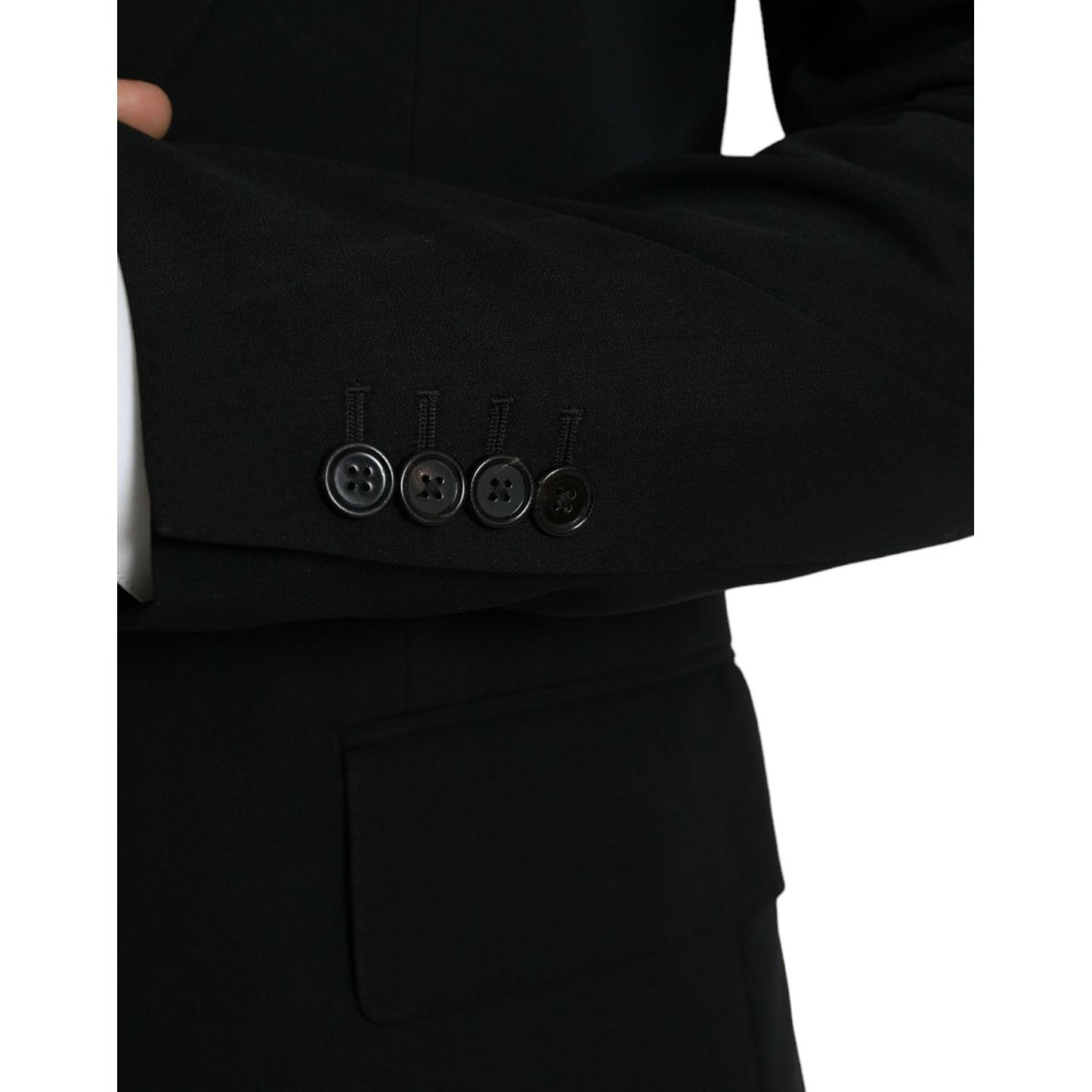Dolce & Gabbana Black Wool Peak Single Breasted Coat Blazer black-wool-peak-single-breasted-coat-blazer