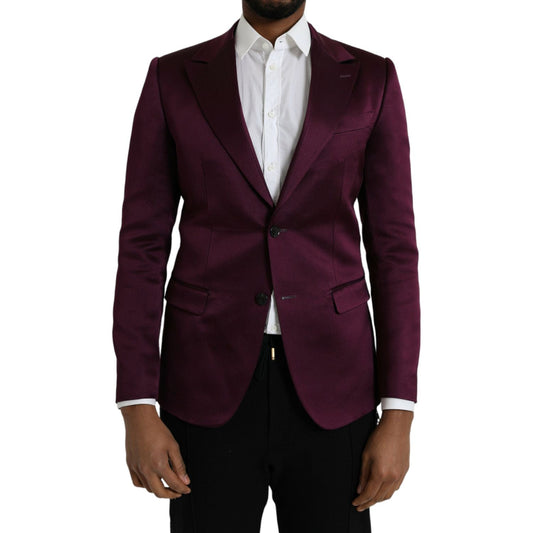 Dolce & Gabbana | Maroon Silk Single Breasted Coat Blazer| McRichard Designer Brands   