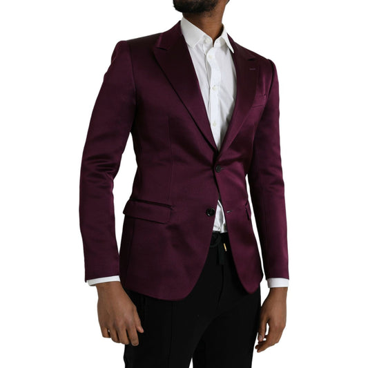 Maroon Silk Single Breasted Coat Blazer