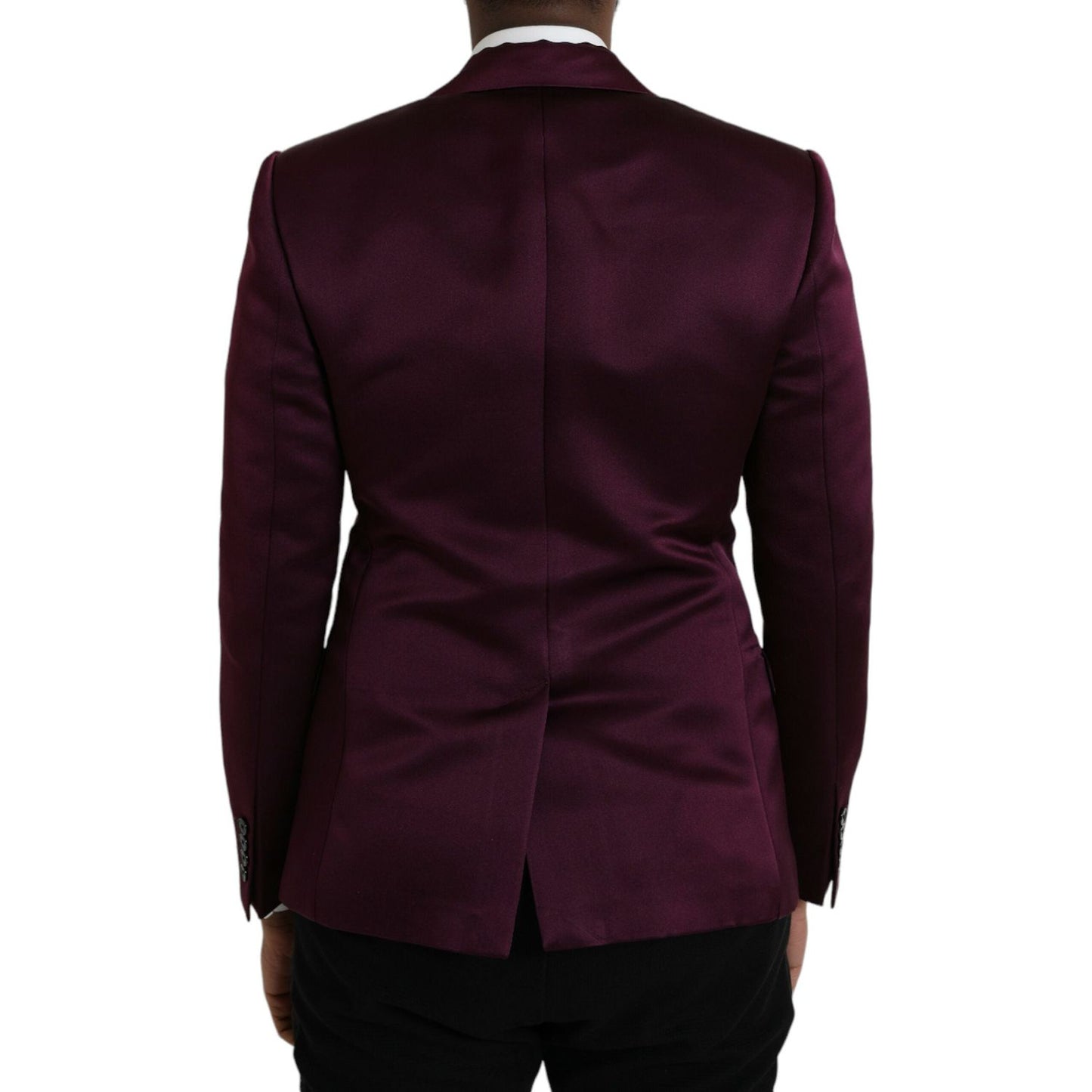 Dolce & Gabbana Maroon Silk Single Breasted Coat Blazer maroon-silk-single-breasted-coat-blazer