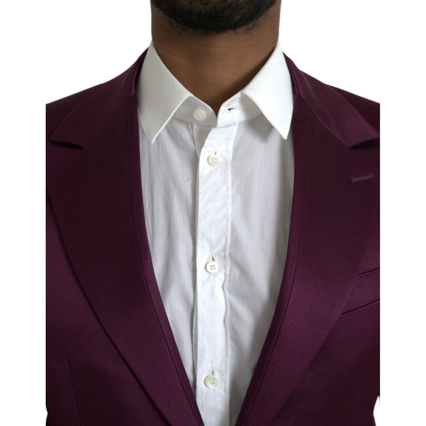 Dolce & Gabbana Maroon Silk Single Breasted Coat Blazer maroon-silk-single-breasted-coat-blazer