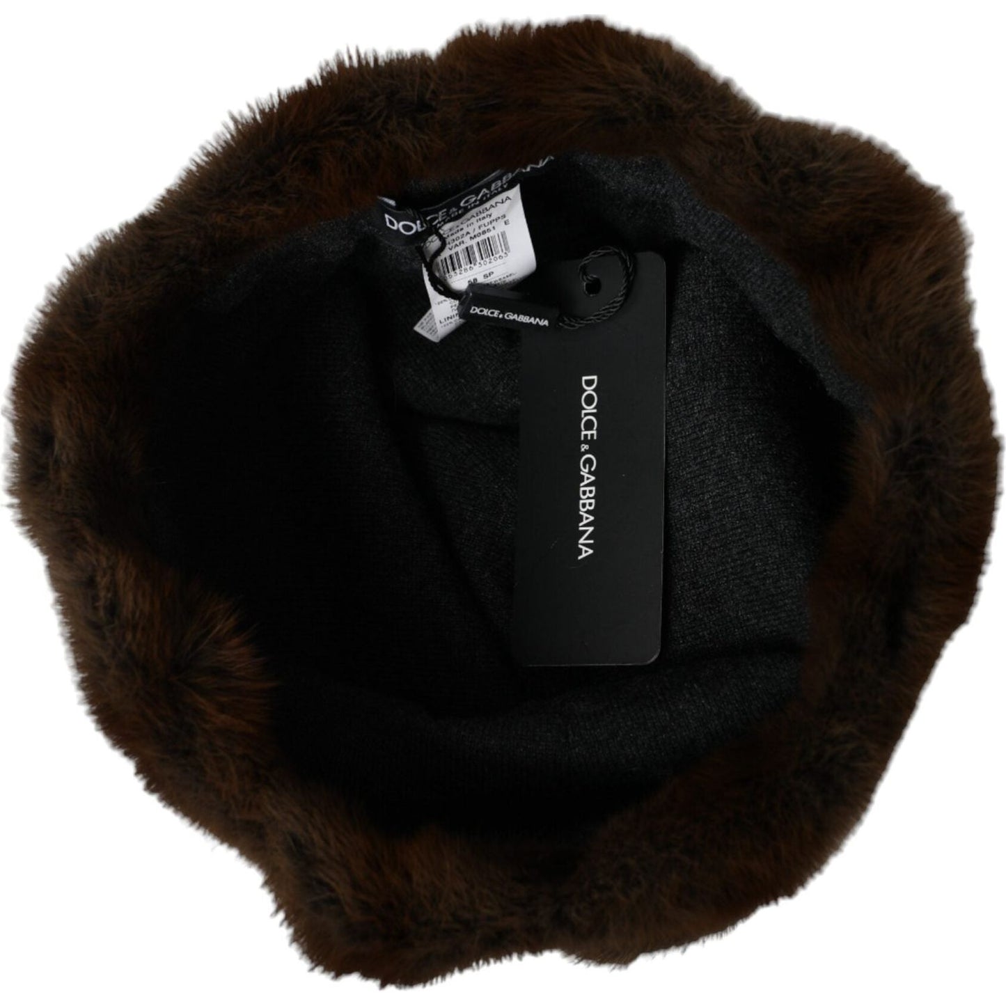 Brown Weasel Fur Womens Cashmere Hat Beanie