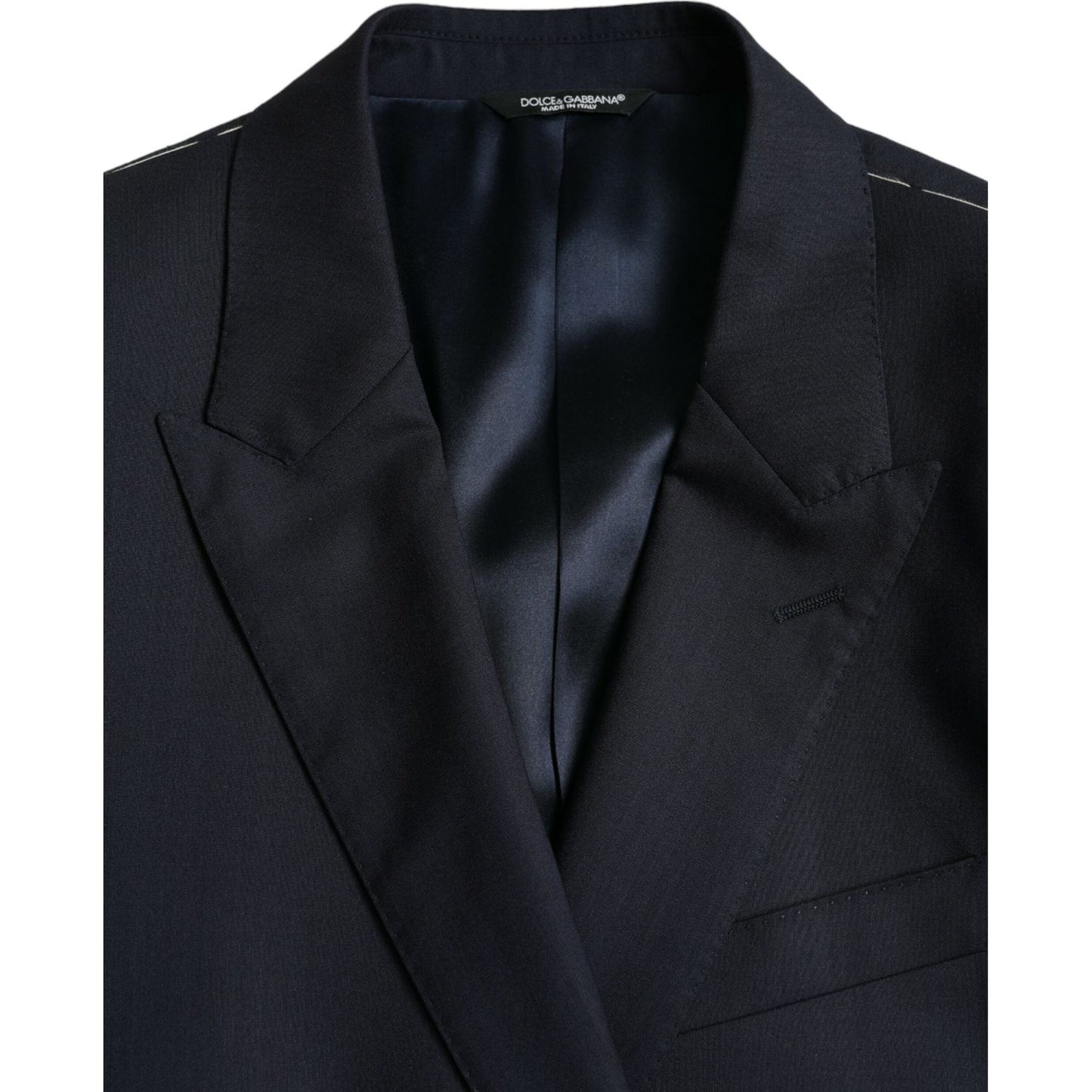 Dolce & Gabbana Dark Blue Wool Single Breasted Coat Blazer dark-blue-wool-single-breasted-coat-blazer