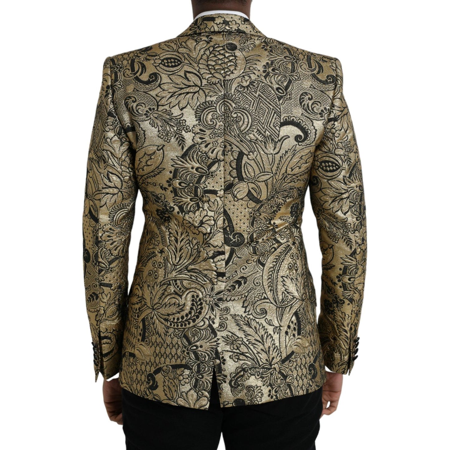 Dolce & Gabbana Gold SICILIA Jacquard Single Breasted Coat Blazer gold-sicilia-jacquard-single-breasted-coat-blazer
