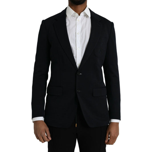 Dolce & Gabbana Black Wool Notch Single Breasted Coat Blazer black-wool-notch-single-breasted-coat-blazer
