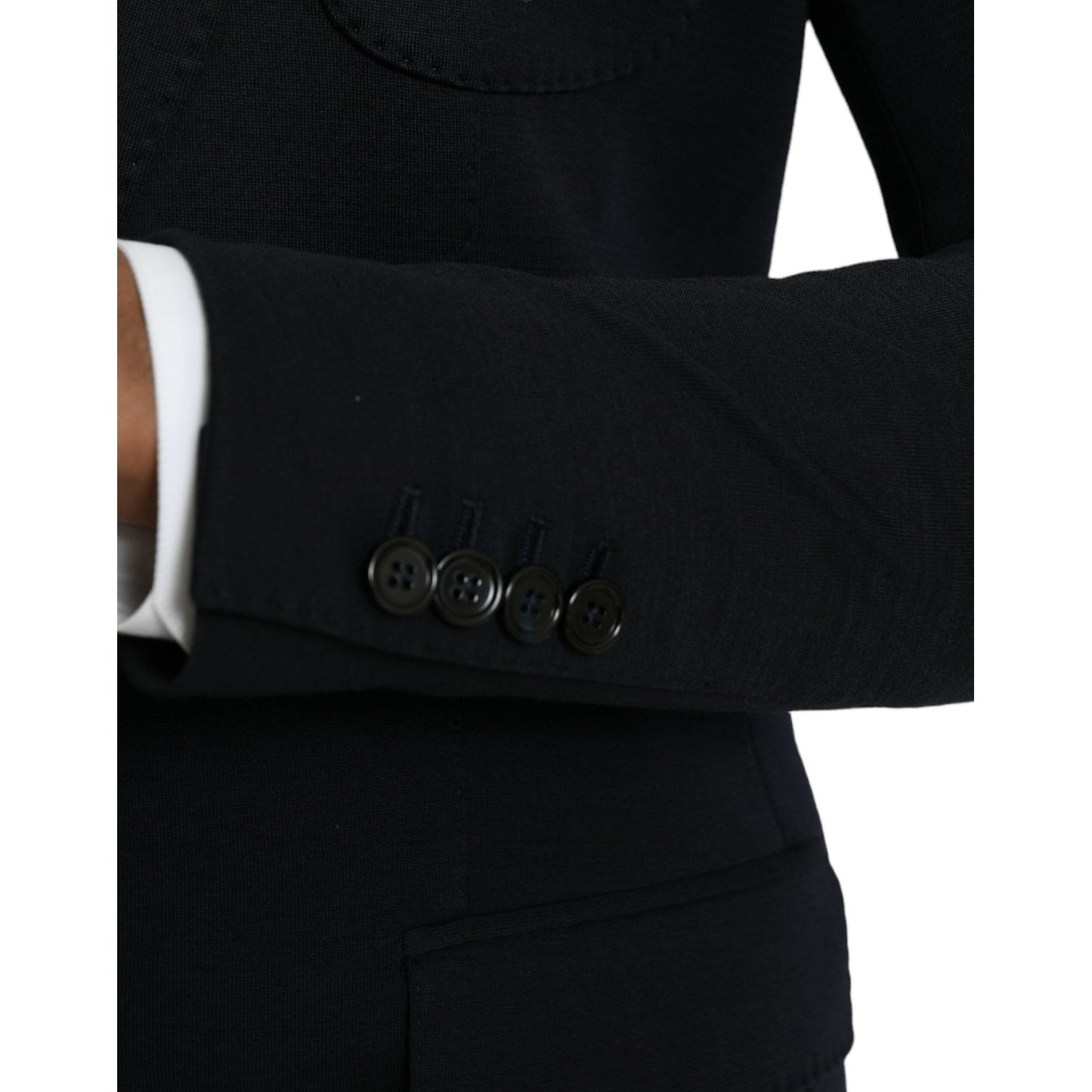Dolce & Gabbana Black Wool Notch Single Breasted Coat Blazer black-wool-notch-single-breasted-coat-blazer
