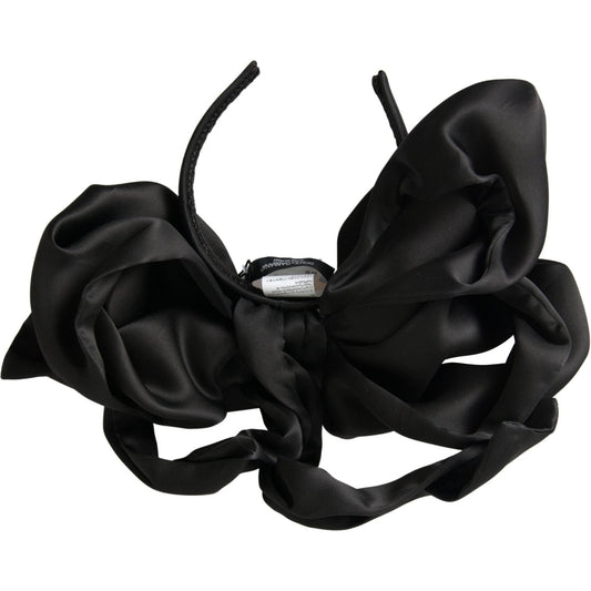 Dolce & Gabbana Elegant Silk Black Bow Diadem Headpiece black-silk-large-bow-hair-head-diadem 465A2197-scaled-cb6a613f-085.jpg