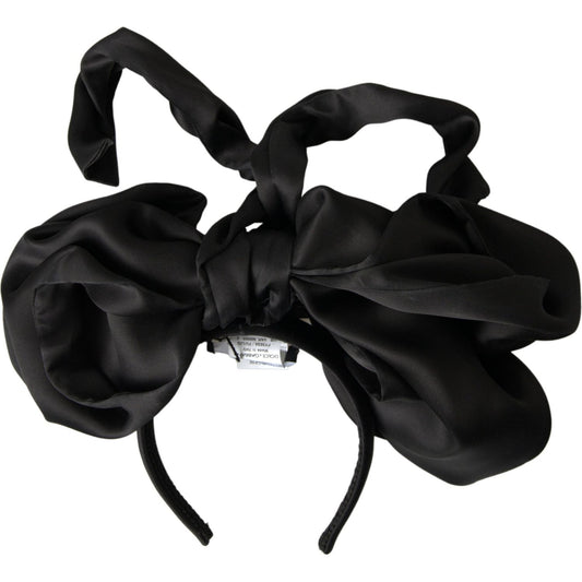 Dolce & Gabbana Elegant Silk Black Bow Diadem Headpiece black-silk-large-bow-hair-head-diadem 465A2203-scaled-ad320a72-30a.jpg