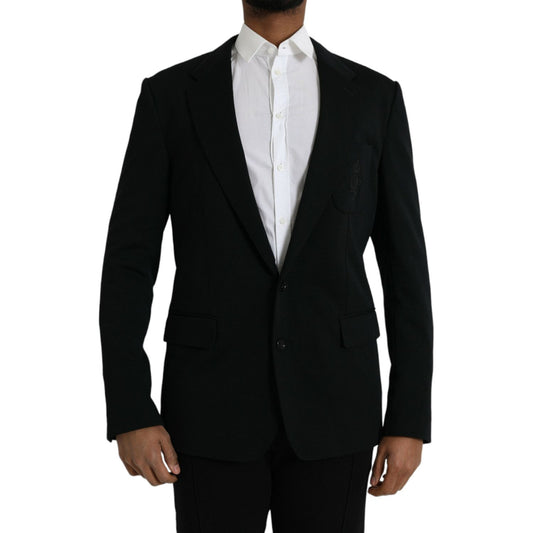 Dolce & Gabbana Black Wool Single Breasted Coat Blazer black-wool-single-breasted-coat-blazer-2