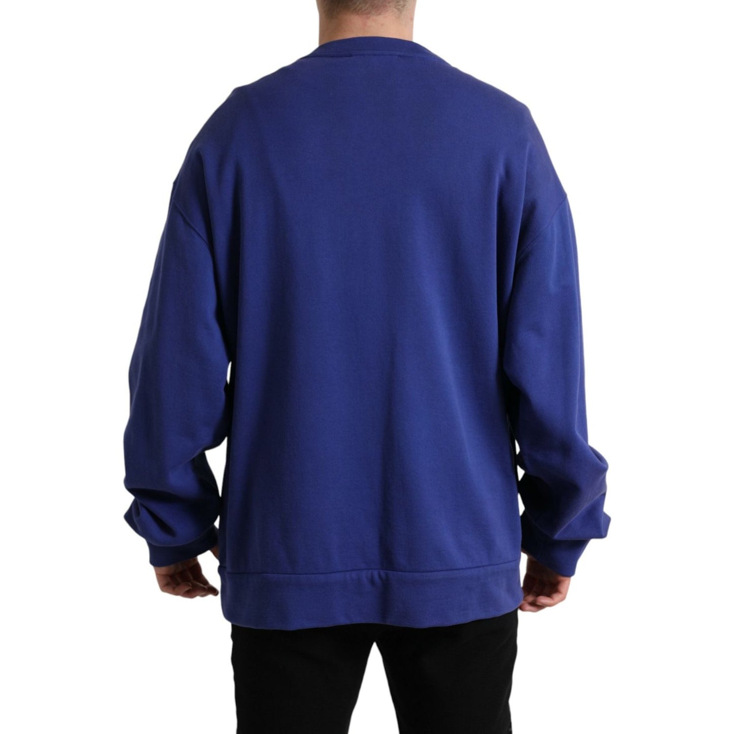 Dolce & Gabbana | Royal Blue Cotton Crewneck Sweater| McRichard Designer Brands   