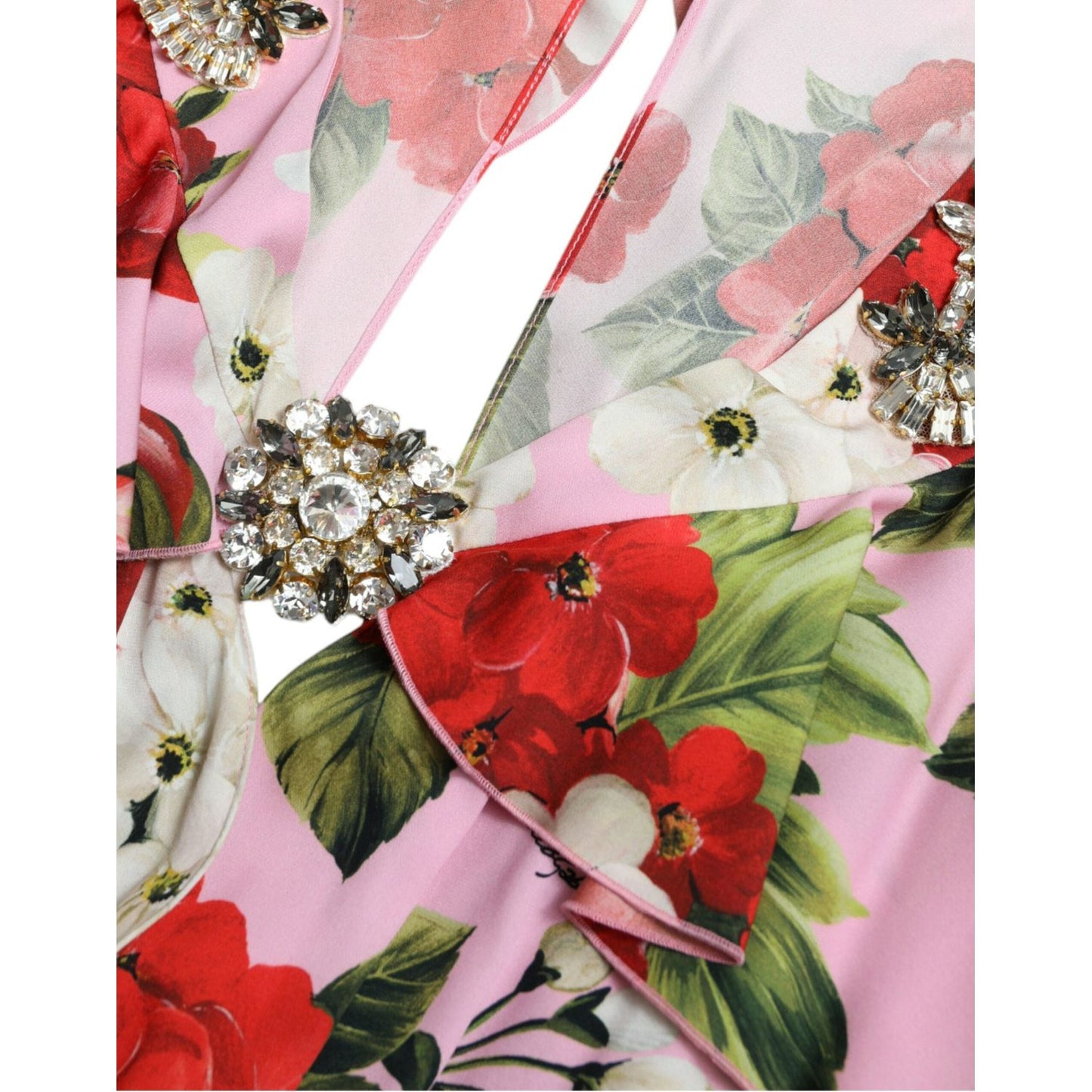 Dolce & Gabbana Elegant Crystal-Embellished Silk Dress multicolor-floral-crystal-embellished-a-line-dress