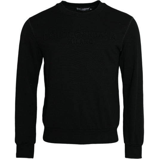 Dolce & Gabbana Black Cotton Long Sleeves Sweatshirt Sweater black-cotton-long-sleeves-sweatshirt-sweater