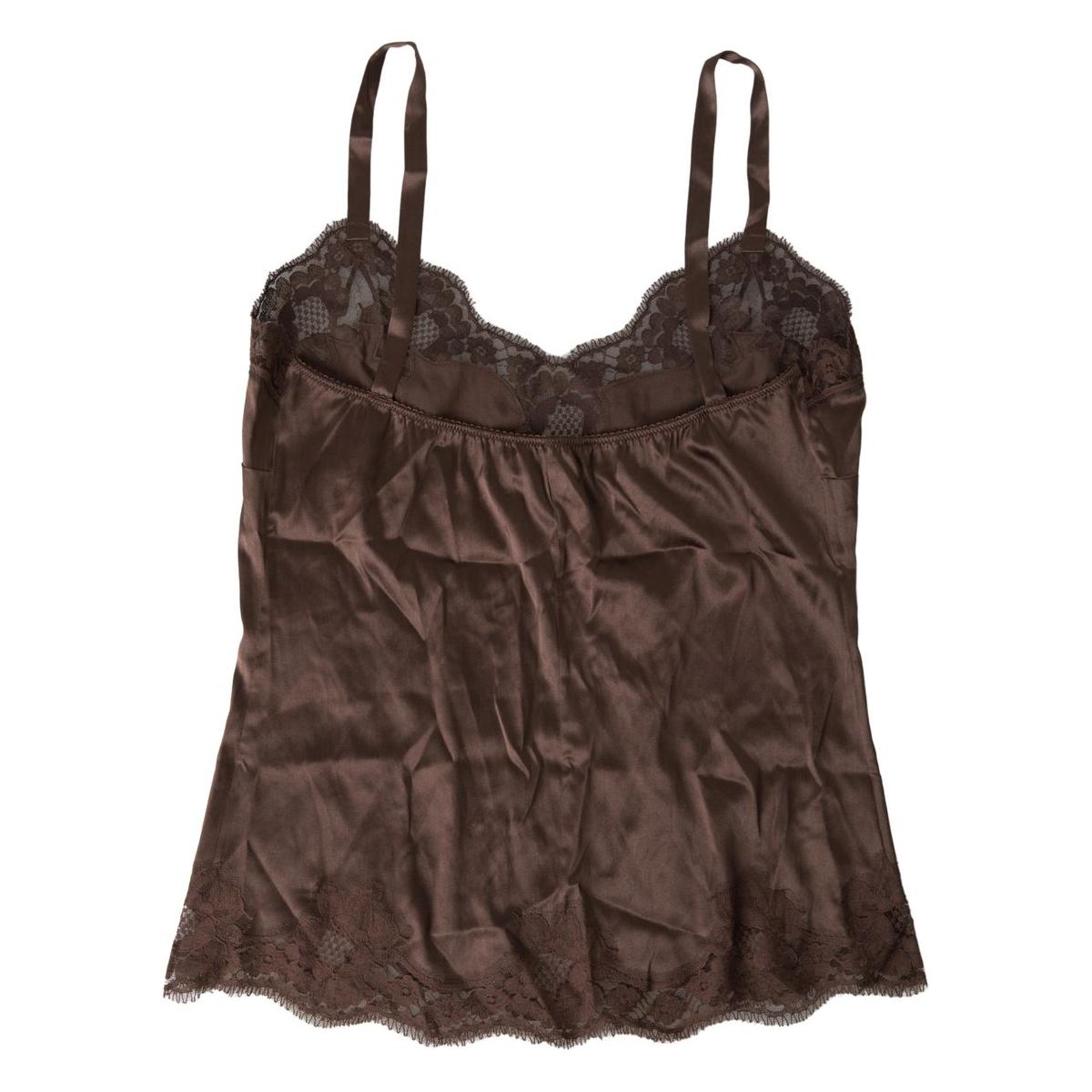 Dolce & Gabbana Silk Blend Camisole Top in Brown brown-logo-silk-sleepwear-camisole-top-underwear