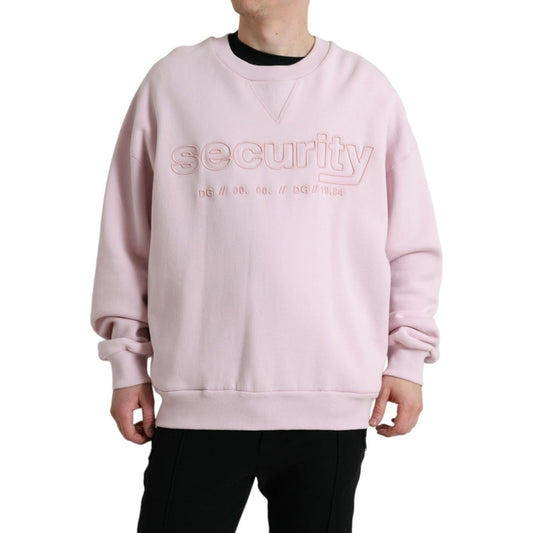 Dolce & Gabbana Elegant Pink Crew Neck Logo Sweater pink-embroidered-crew-neck-pullover-sweater