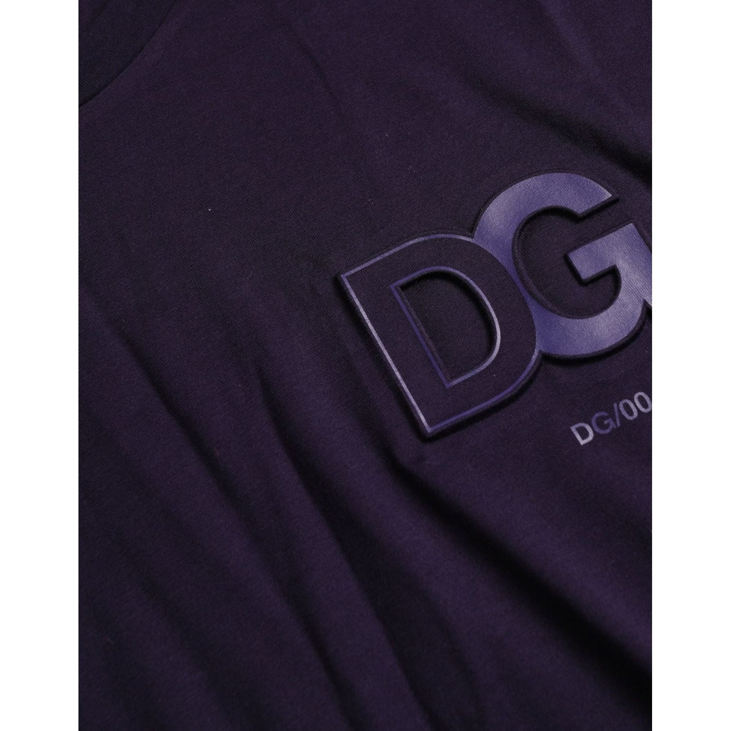 Dolce & Gabbana Purple Logo Patch Short Sleeve Cotton T-shirt purple-logo-patch-short-sleeve-cotton-t-shirt