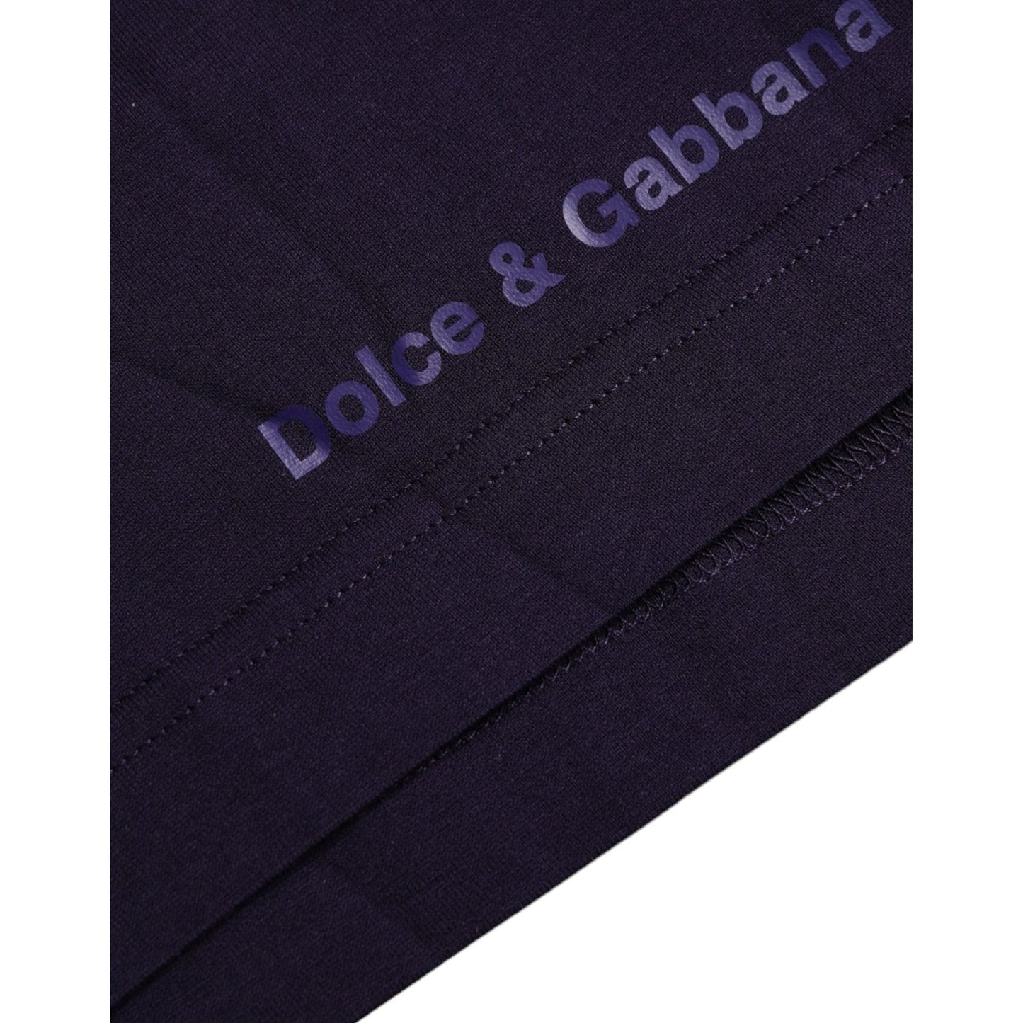 Dolce & Gabbana Purple Logo Patch Short Sleeve Cotton T-shirt purple-logo-patch-short-sleeve-cotton-t-shirt