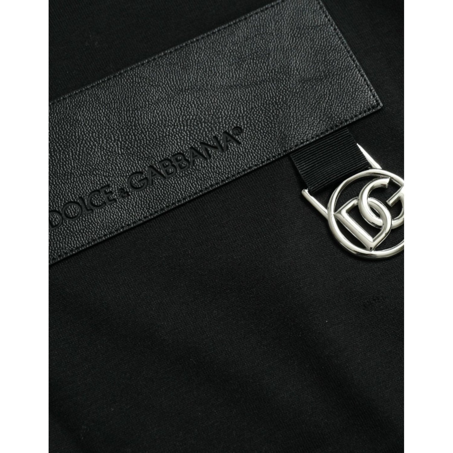 Dolce & Gabbana Black Logo Patch Cotton Crew Neck T-shirt black-logo-patch-cotton-crew-neck-t-shirt