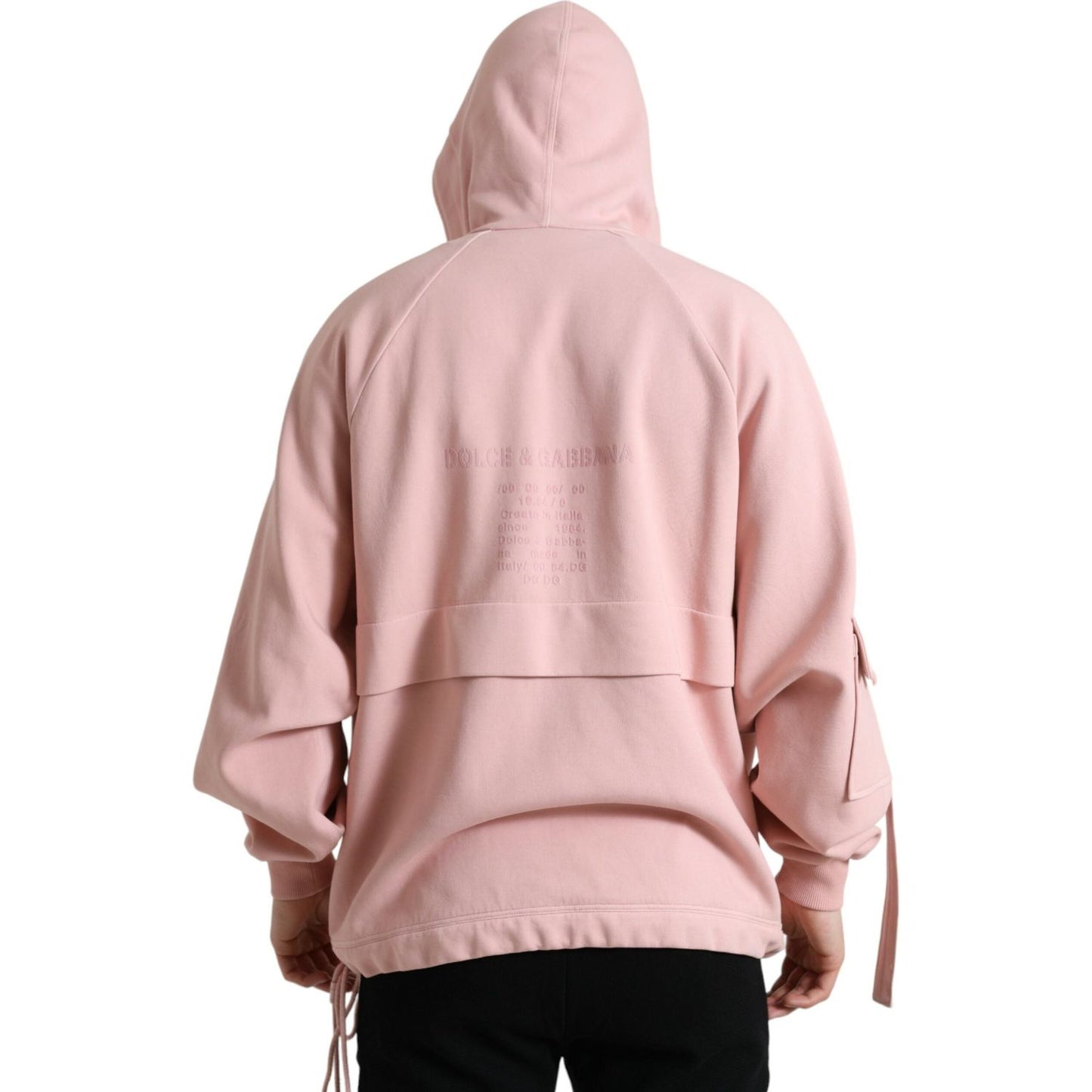 Dolce & Gabbana Elegant Pink Pullover Sweater with Hood pink-cotton-hooded-pockets-pullover-sweater