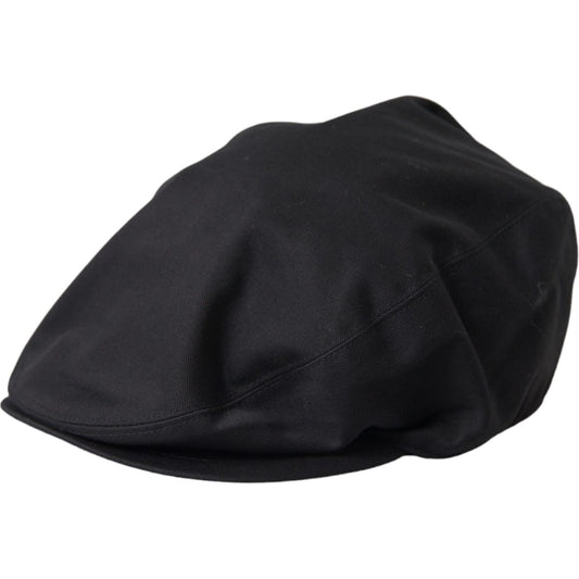 Black Cotton Logo Newsboy Hat Men