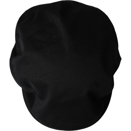 Black Cotton Logo Newsboy Hat Men