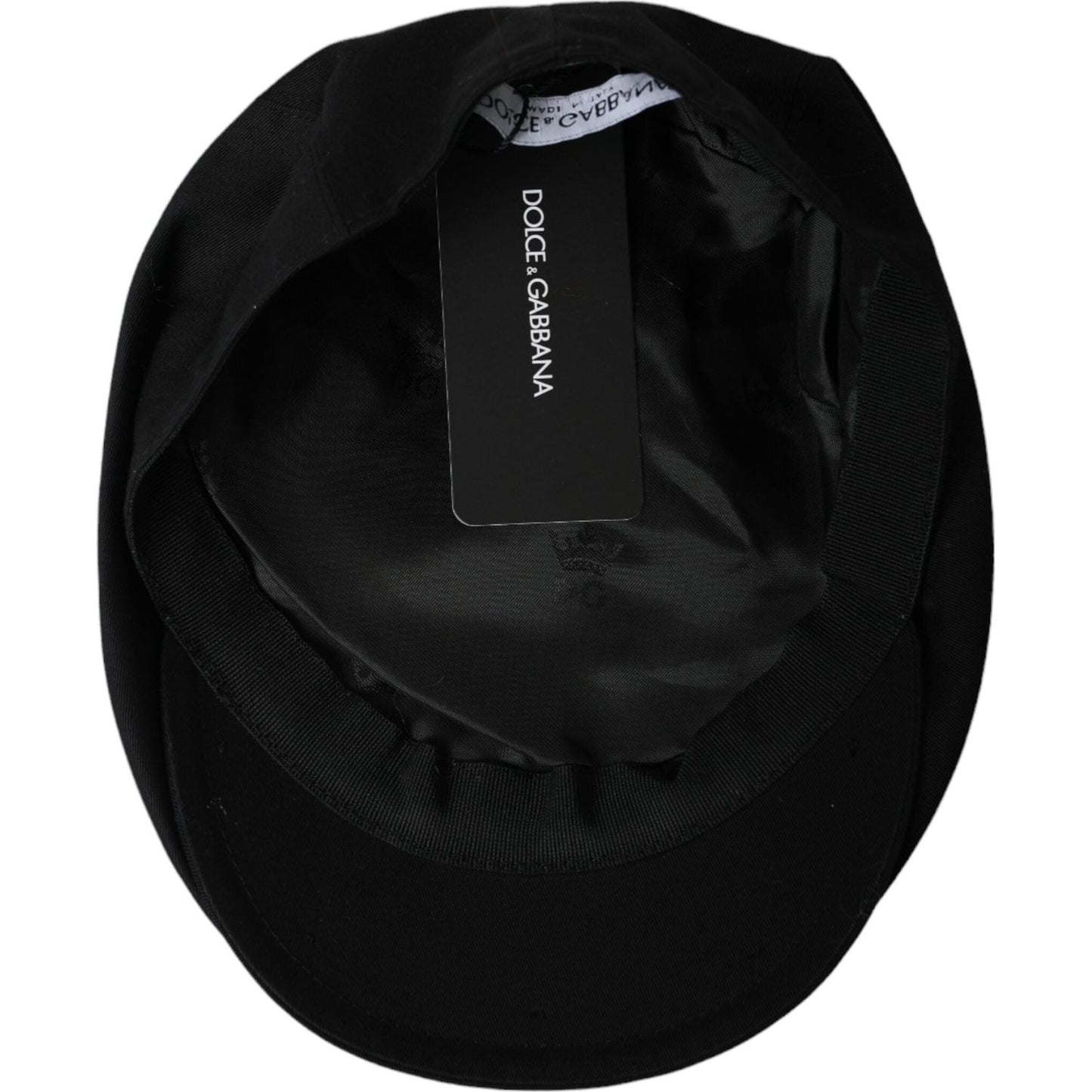 Black Cotton Logo Newsboy Hat Men