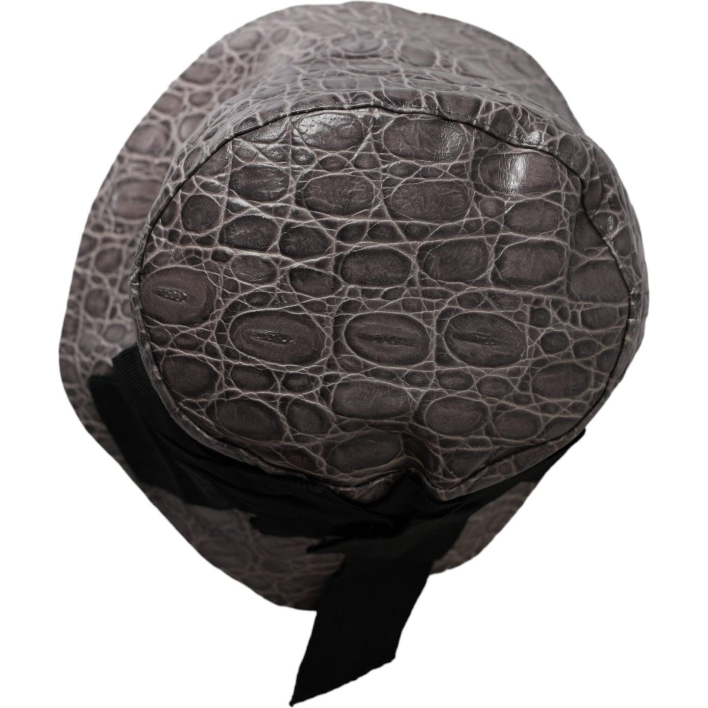 Black Gray Patterned Leather Bucket Hat