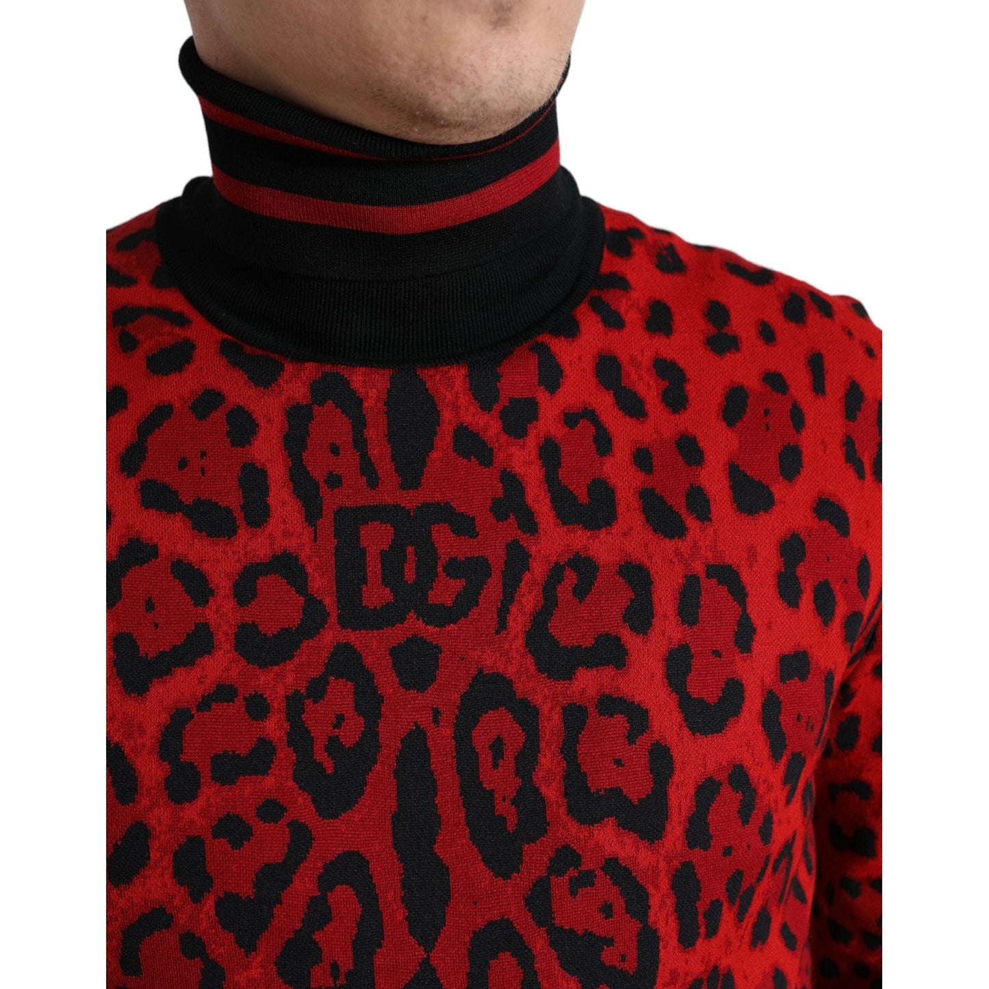 Dolce & Gabbana Elegant Leopard Turtleneck Sweater red-leopard-print-turtleneck-pullover-sweater