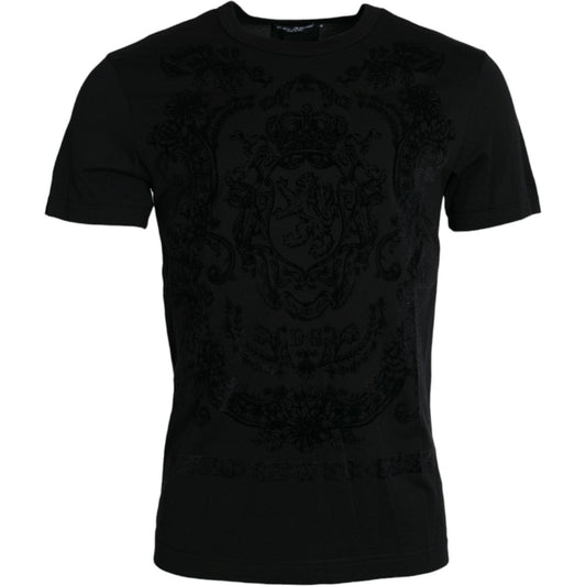 Dolce & Gabbana Black Lion Crown Logo Cotton Crewneck T-shirt black-lion-crown-logo-cotton-crewneck-t-shirt