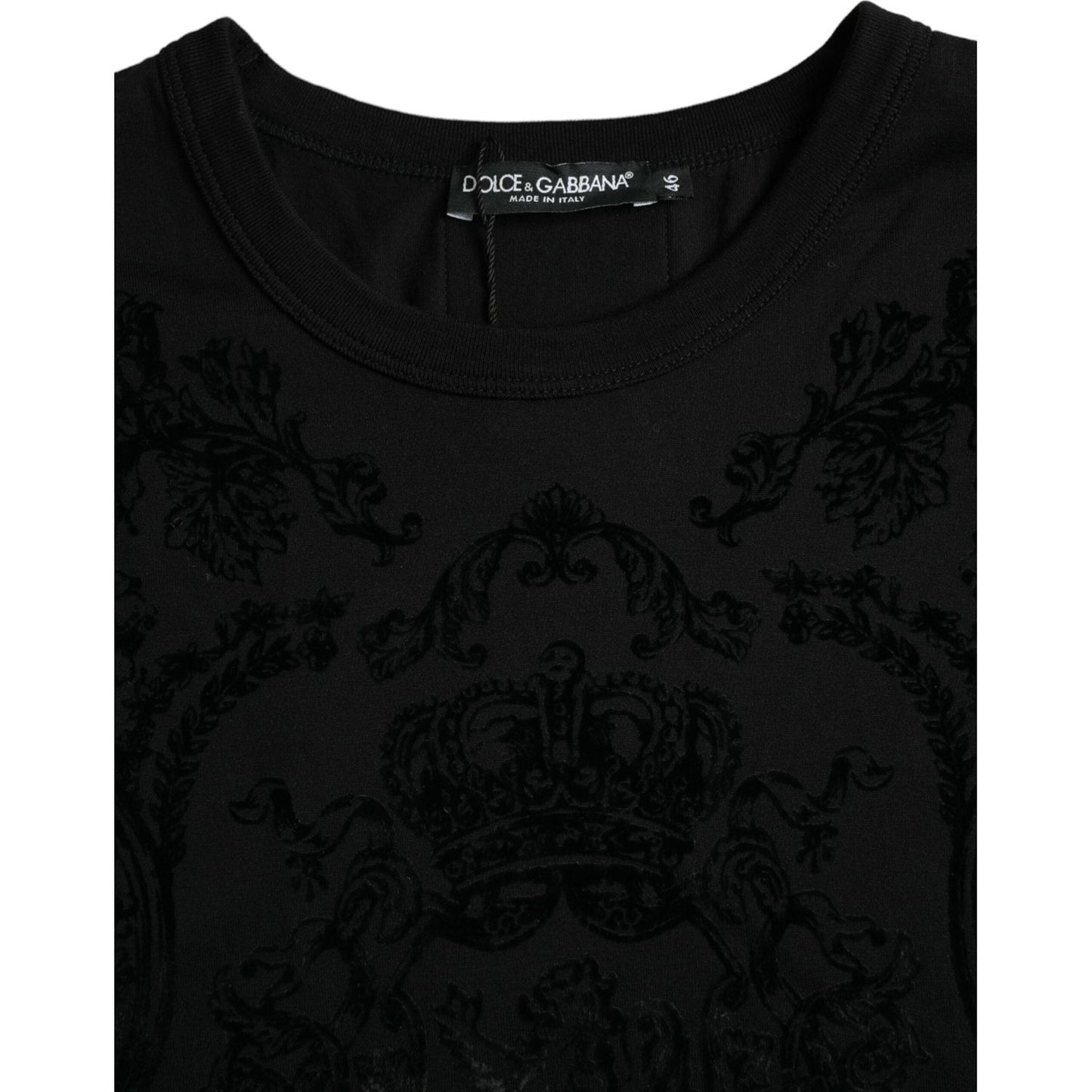 Dolce & Gabbana Black Lion Crown Logo Cotton Crewneck T-shirt black-lion-crown-logo-cotton-crewneck-t-shirt