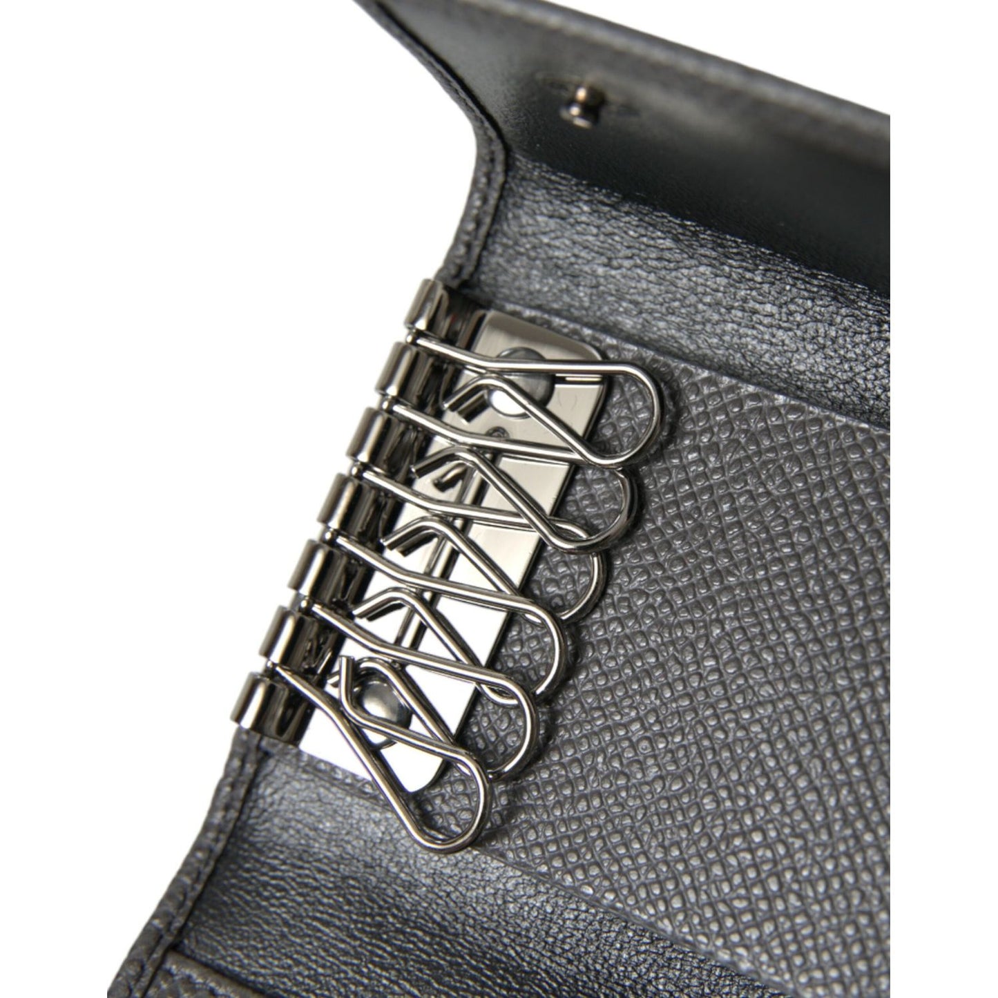Dolce & Gabbana | Chic Gray Leather Trifold Key Holder| McRichard Designer Brands   